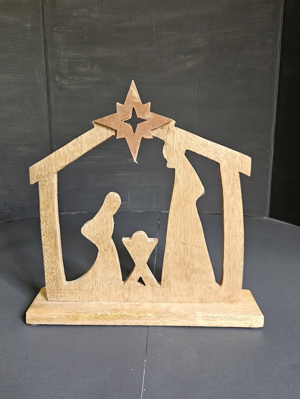 Holiday Time Natural Wood Tabletop Nativity Scene Silhouette Christmas Decor 8.5